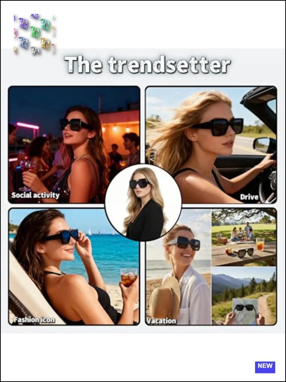 Oversized Square Sunglasses for Women Retro UV Protection Lightweight